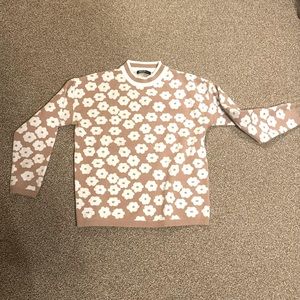 camel and white sweater with flowers small